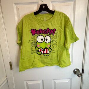 Keroppi by Sanrio Hybrid Lime Green Graphic Crop Top Tee size XL
